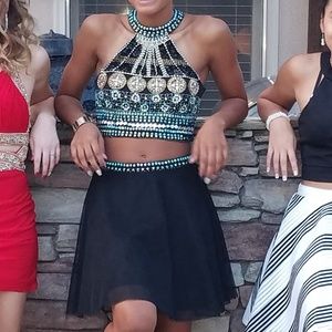 Black beaded 2pc dress